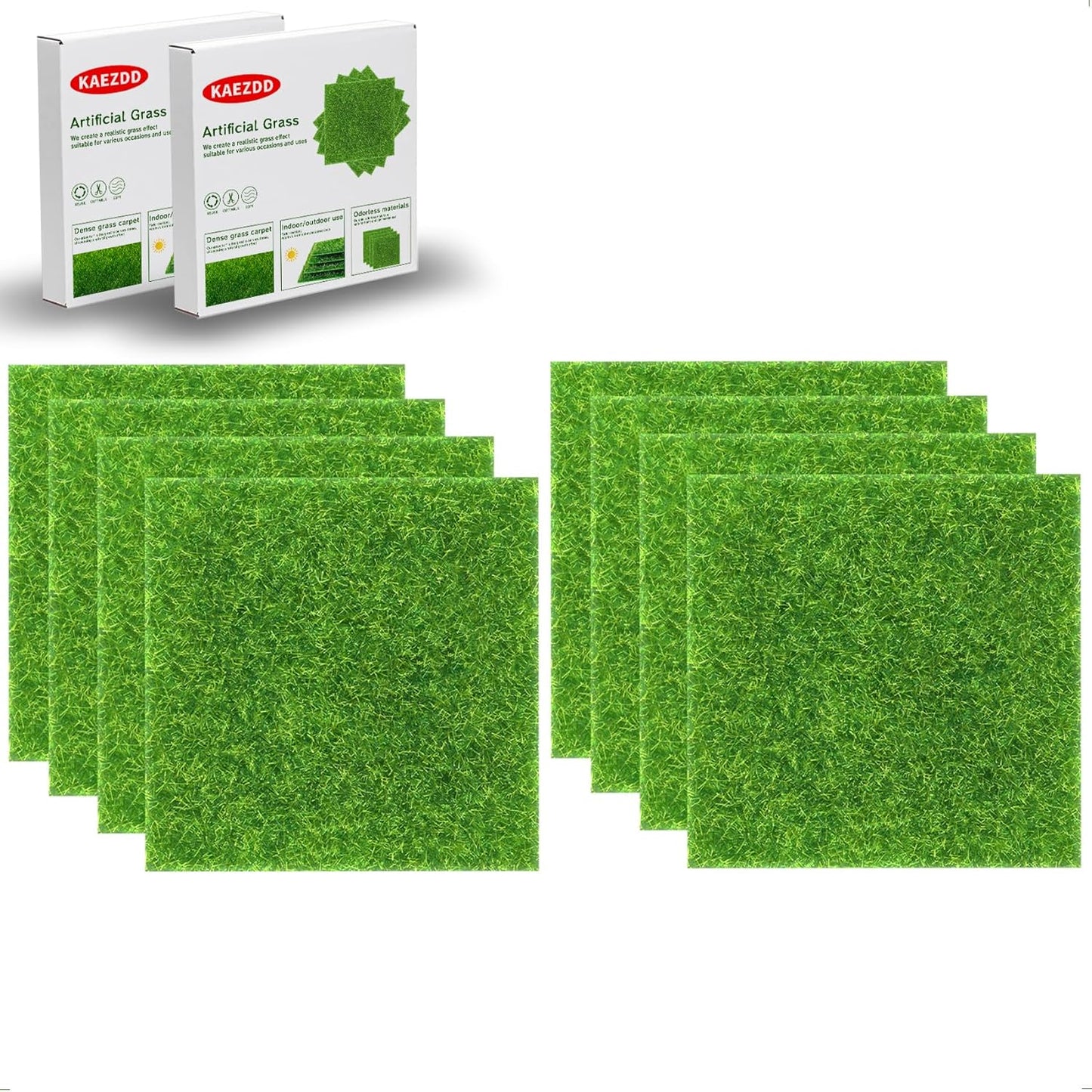 8 Packs 6 X 6 Inch Fake Grass Decor for Crafts, Artificial Grass for Dollhouse Miniature Ornament