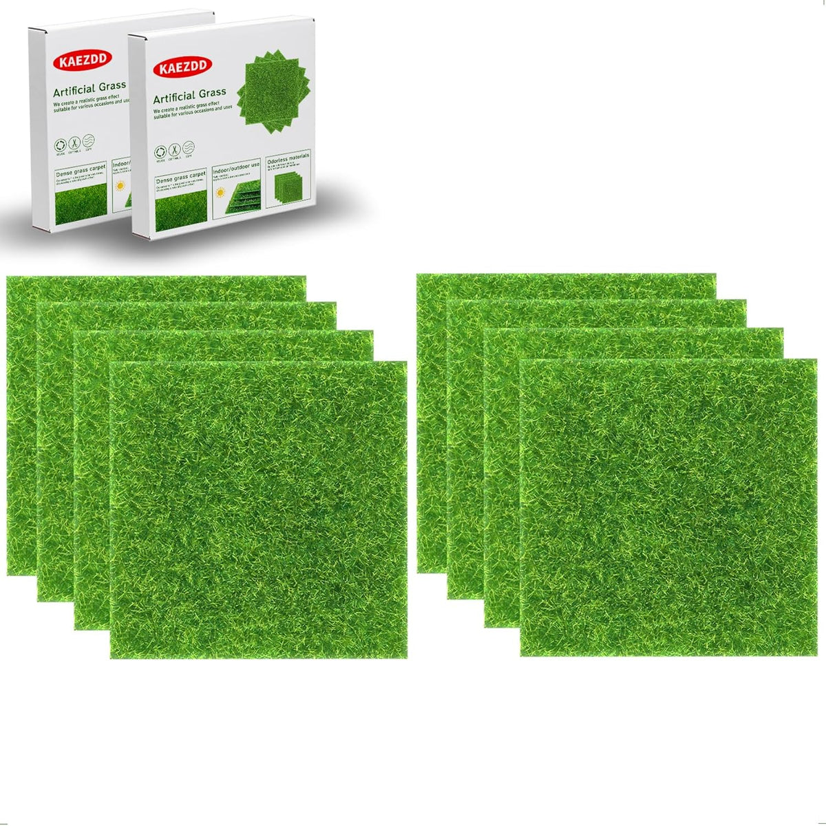 8 Packs 6 X 6 Inch Fake Grass Decor for Crafts, Artificial Grass for Dollhouse Miniature Ornament