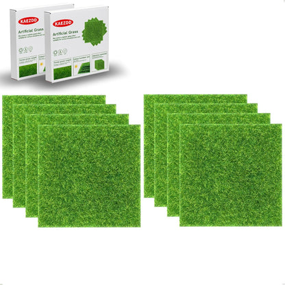 8 Packs 6 X 6 Inch Fake Grass Decor for Crafts, Artificial Grass for Dollhouse Miniature Ornament