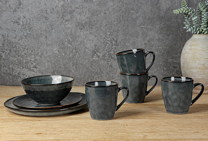 famiware Coffee Mugs Set of 4, Ocean Round 11.5oz Coffee Cup Set with Handle for Cocoa, Milk, Hot