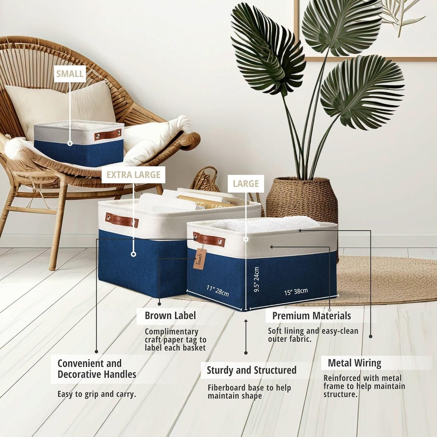 DECOMOMO Storage Bins Fabric Storage Baskets for Shelves, Linen Closet Organization Toys Nursery