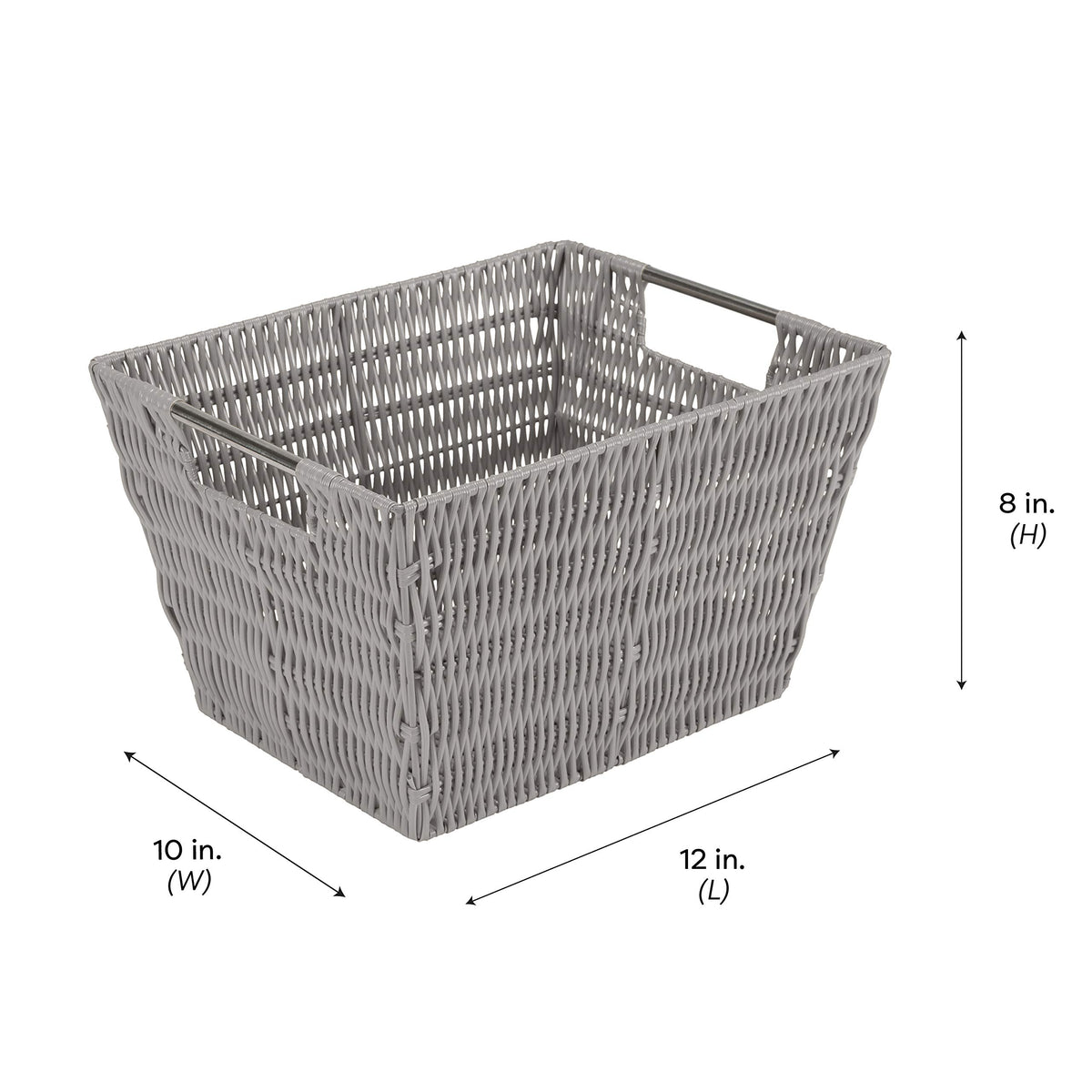Simplify 12"x10"x8" Medium Woven Basket for Storage with Handles, Nursery, Playroom, Toys, Bedroom