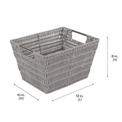 Simplify 12"x10"x8" Medium Woven Basket for Storage with Handles, Nursery, Playroom, Toys, Bedroom