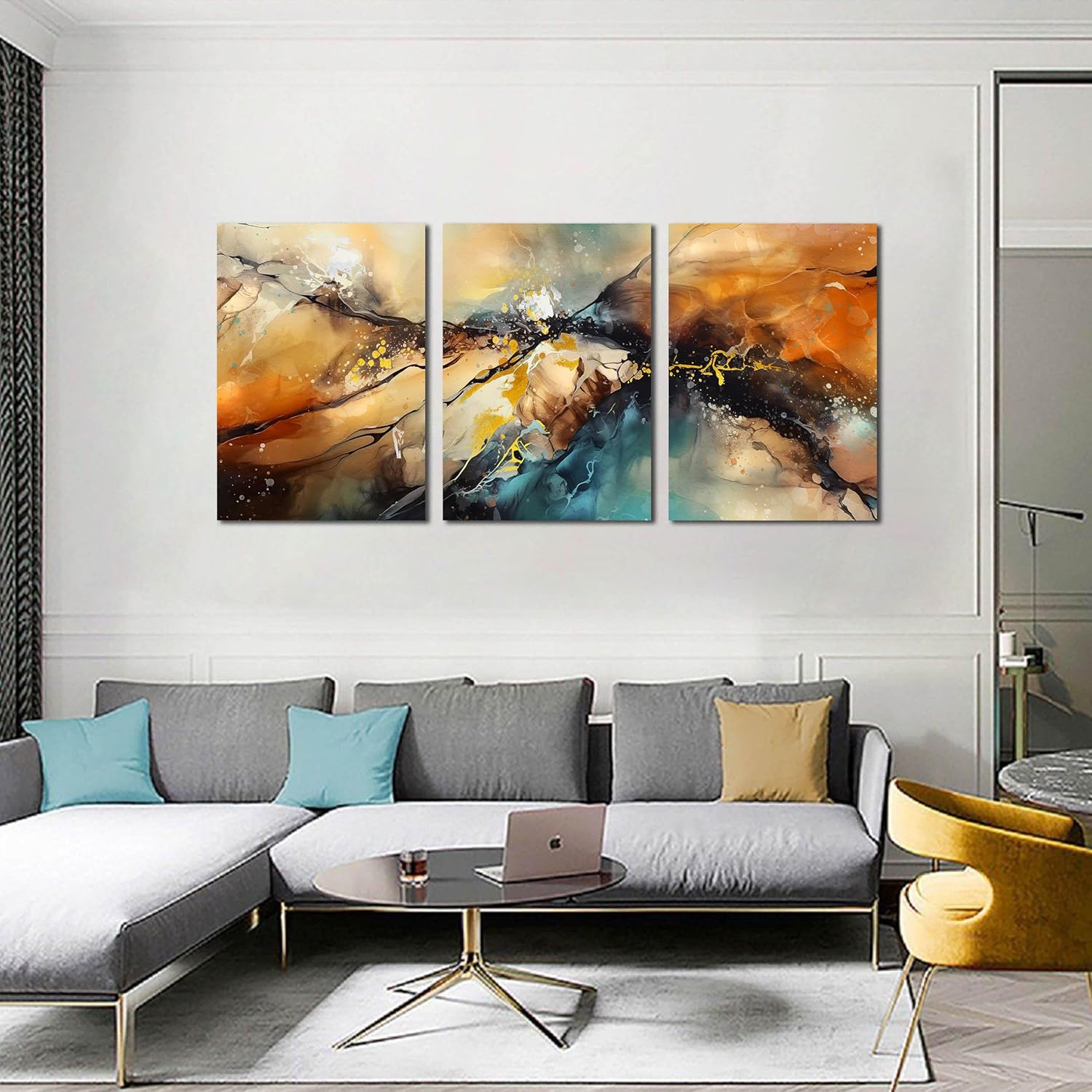 Abstract Living Room Pictures Wall Decor - Modern Bedroom Wall Decor Above Bed - Large 3 Piece