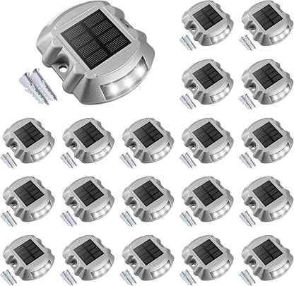 VOLISUN Solar Deck Lights, 20-Pack Led IP67 Waterproof Outdoor Warning Step Lights for Driveway