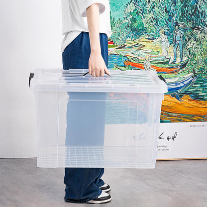 Cetomo Lidded Storage Bin with Handle, Storage Bins with Lid, Organizing Container with Secure