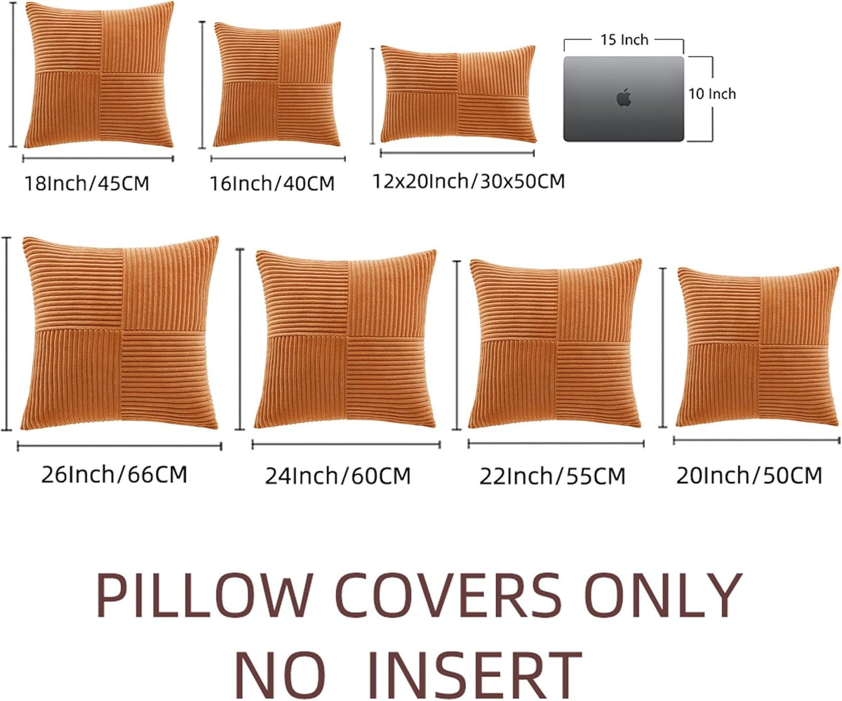 Fancy Homi 2 Packs Burnt Orange Big Decorative Throw Pillow Covers 24x24 Inch for Living Room Couch