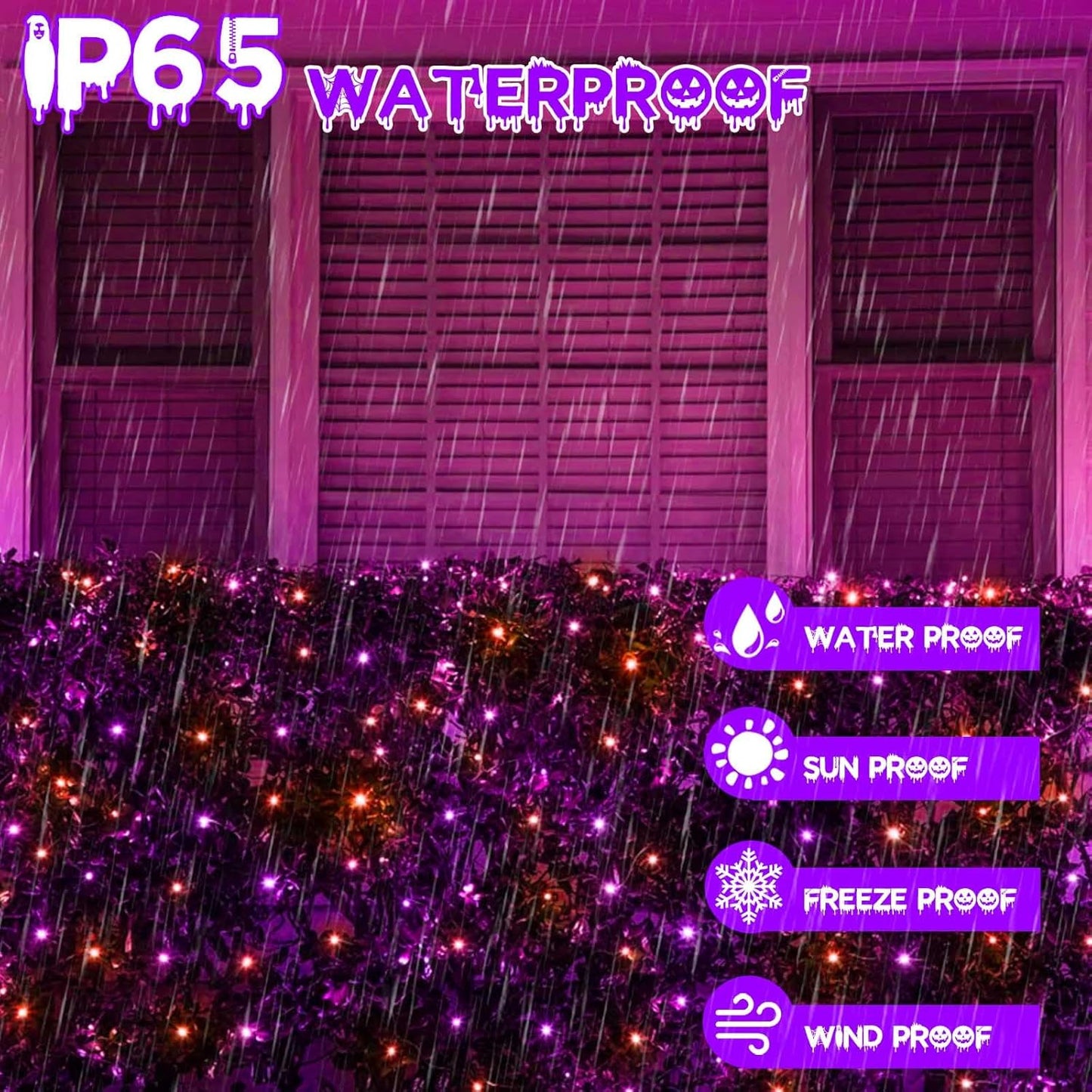 2 Pack 200 LED Solar Halloween Lights Outdoor Waterproof, Solar String Lights for Outside, Solar
