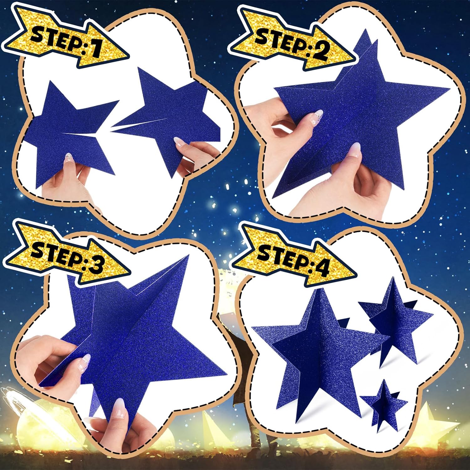 45 Pcs 3D Star Centerpieces Movie Night Decorations for Table in 3 Sizes Hanging Supplies for Red