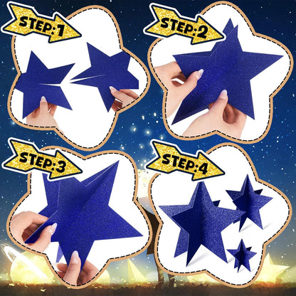 45 Pcs 3D Star Centerpieces Movie Night Decorations for Table in 3 Sizes Hanging Supplies for Red