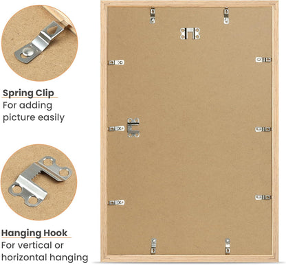 upsimples 12x18 Frame, Natural Solid Wooden Picture Frames, Display 11x17 with Mat or 12 x 18