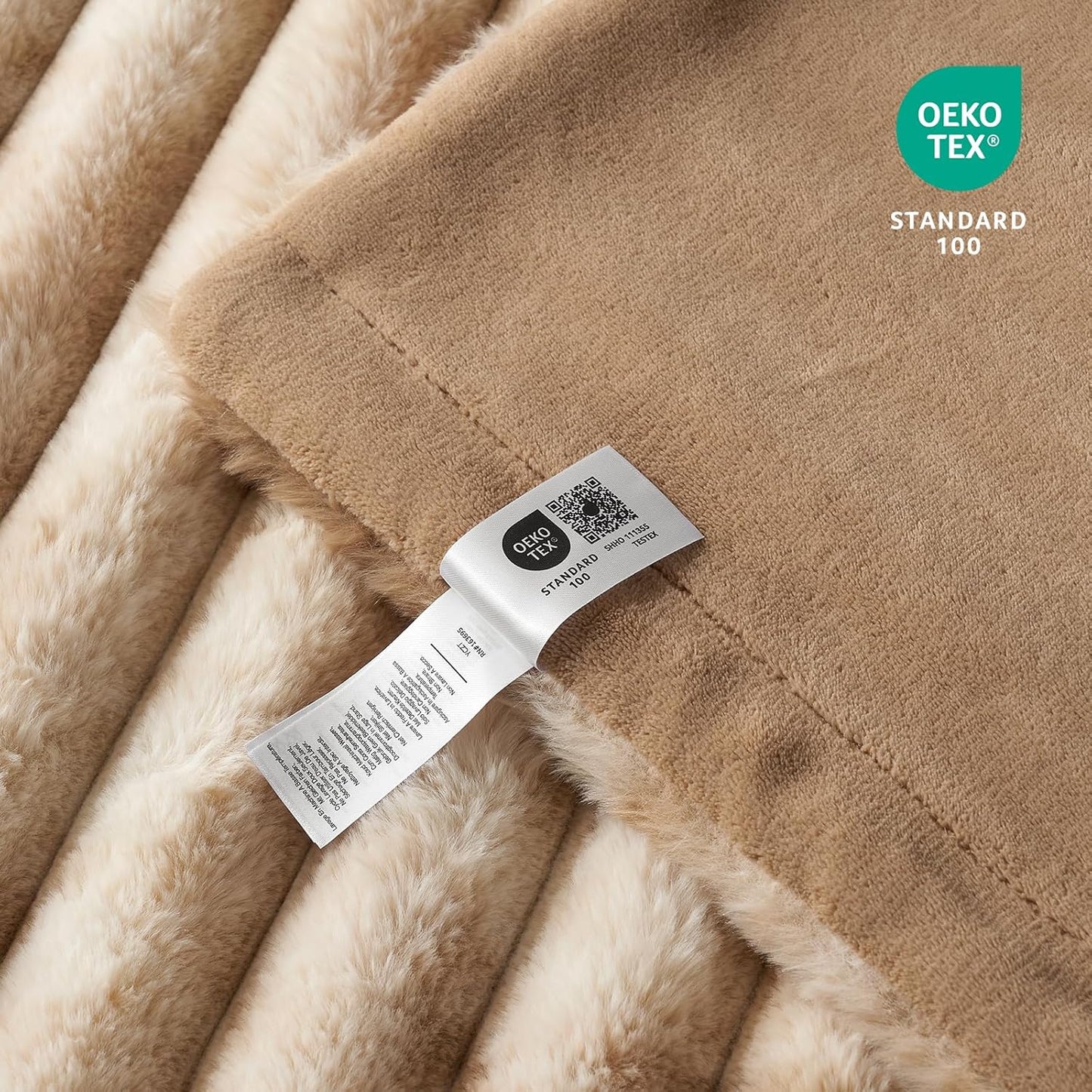 Cozy Bliss Faux Fur Throw Blanket for Couch, Cozy Warm Plush Striped Blanket for Sofa Bedroom