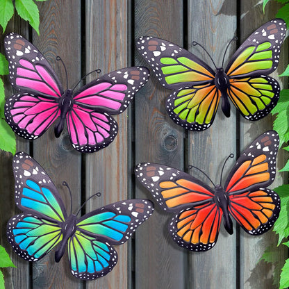 Metal Butterfly Wall Art Outdoor Decor - 4 Pack 9.8in Butterflies Wall Sculpture Hanging Decor for
