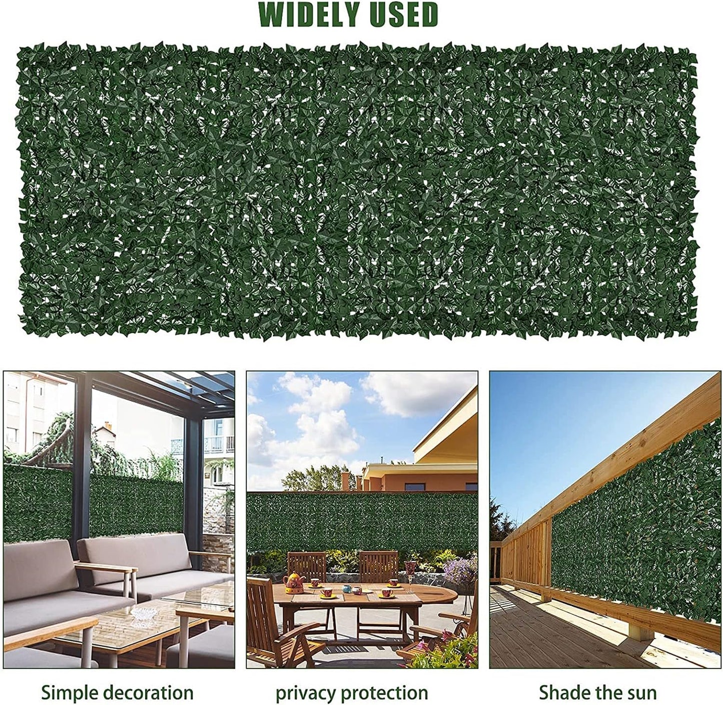 Faux Ivy Fence Privacy Screen Outdoor Expandable Artificial Greenery Roll Fake Hedge Wall Patio