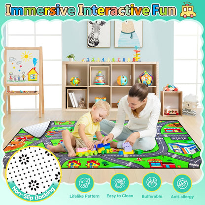 Road Car Rug,City Road Rug for Kids,4x6 Ft Kids Floor Play mat,and Car Carpet Play Mat with