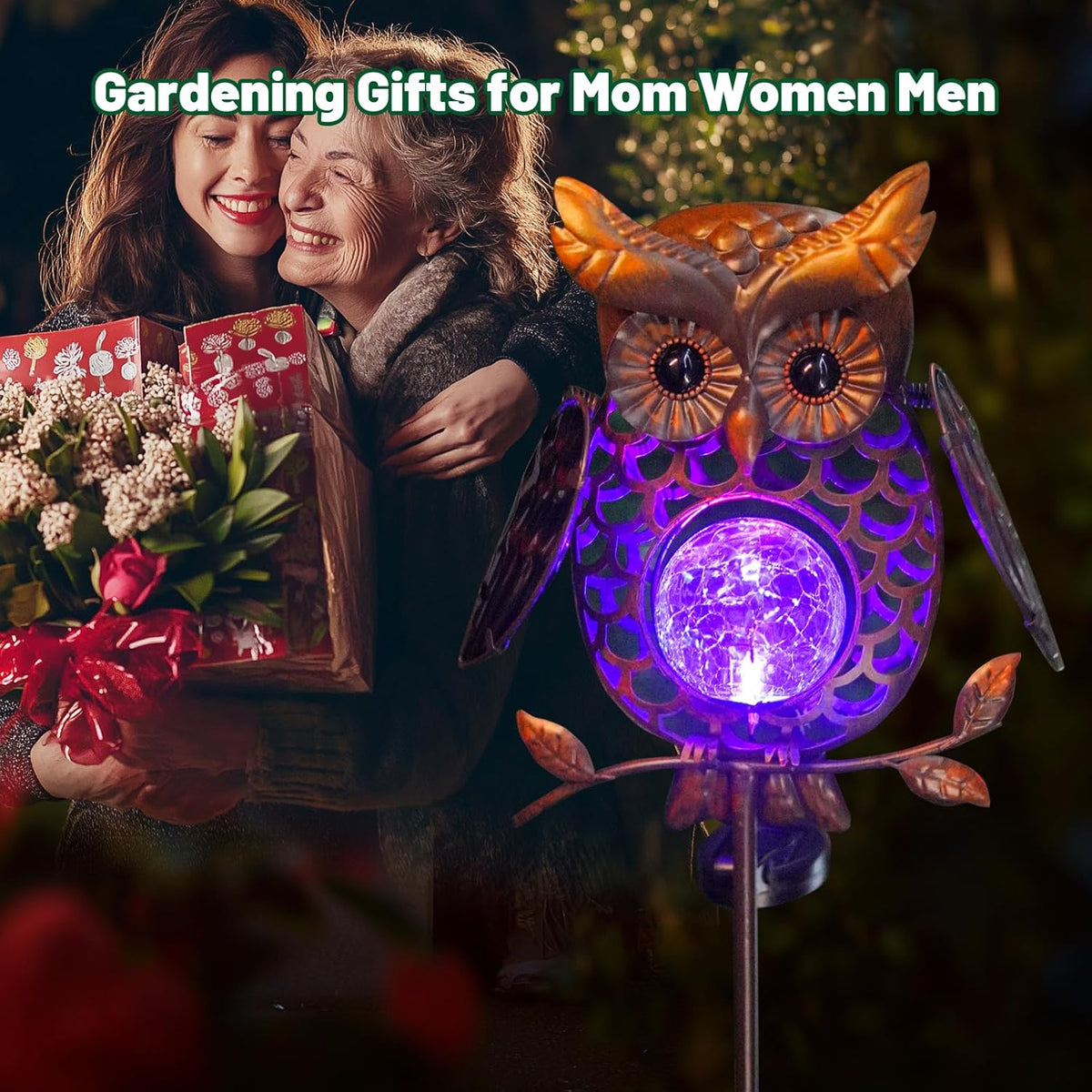 HONGLAND Solar Lights Outdoor Decor Waterproof, Solar Owl Garden Decorative Stake, Whimsical