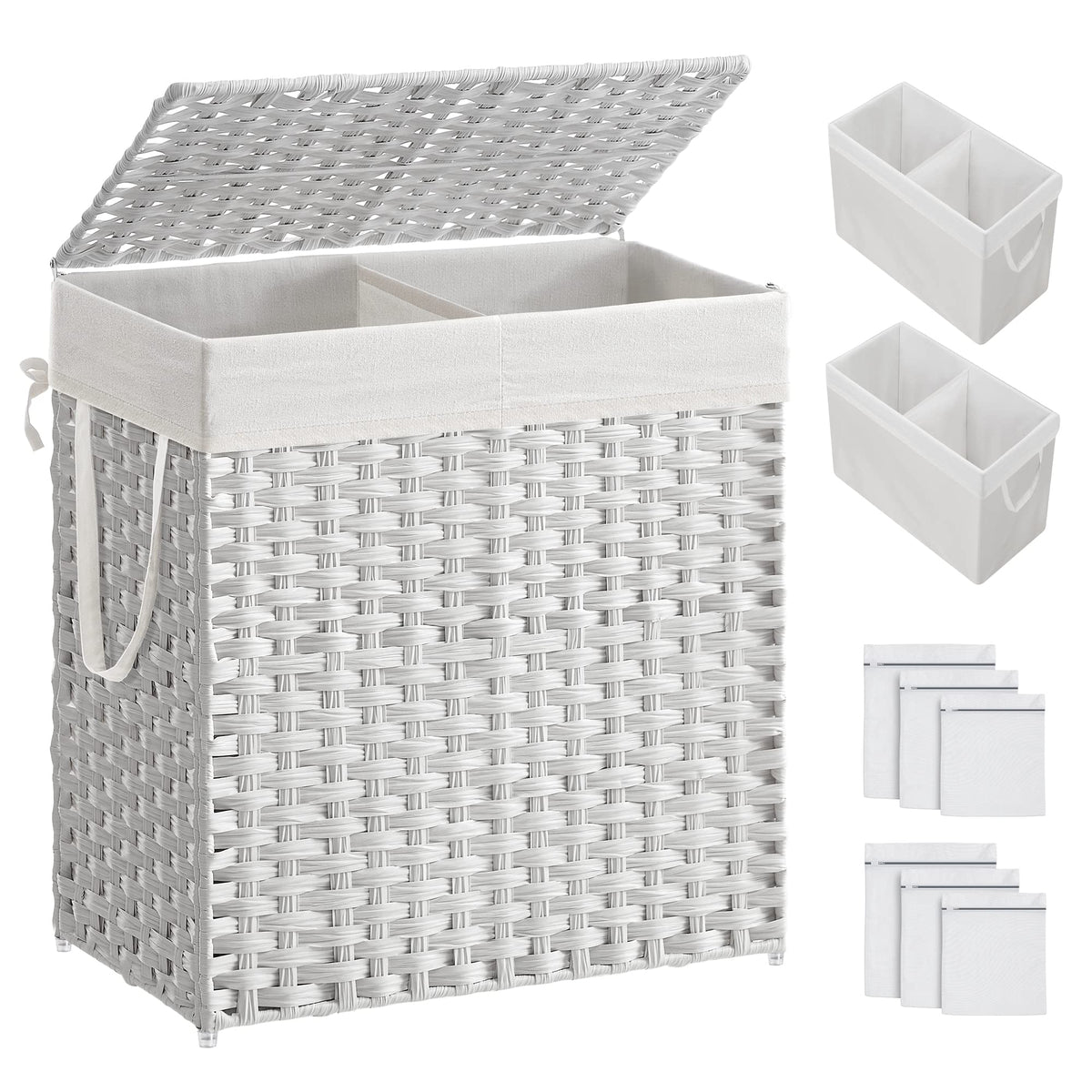 SONGMICS Laundry Hamper with Lid, 110L Wicker Laundry Basket