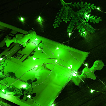 Mini St. Patrick's Day Fairy Lights Battery Operate, 4 Pack Copper Wire 3*AAA Battery Powered Led