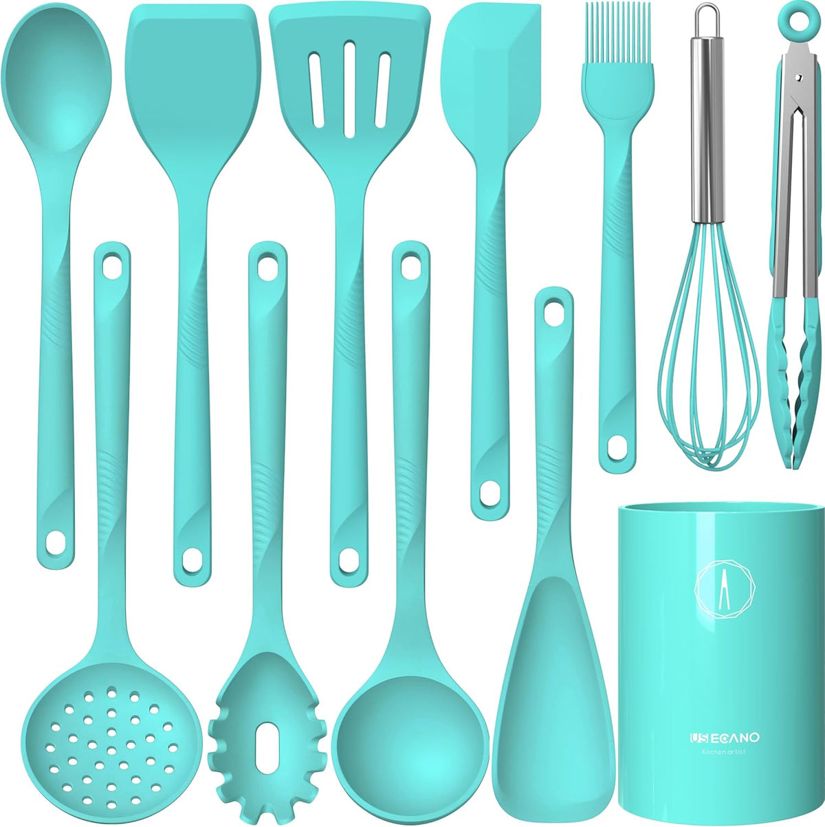Silicone Cooking Utensils Set - 600°F Heat Resistant, Nonstick Kitchen Utensil Set with Spatulas