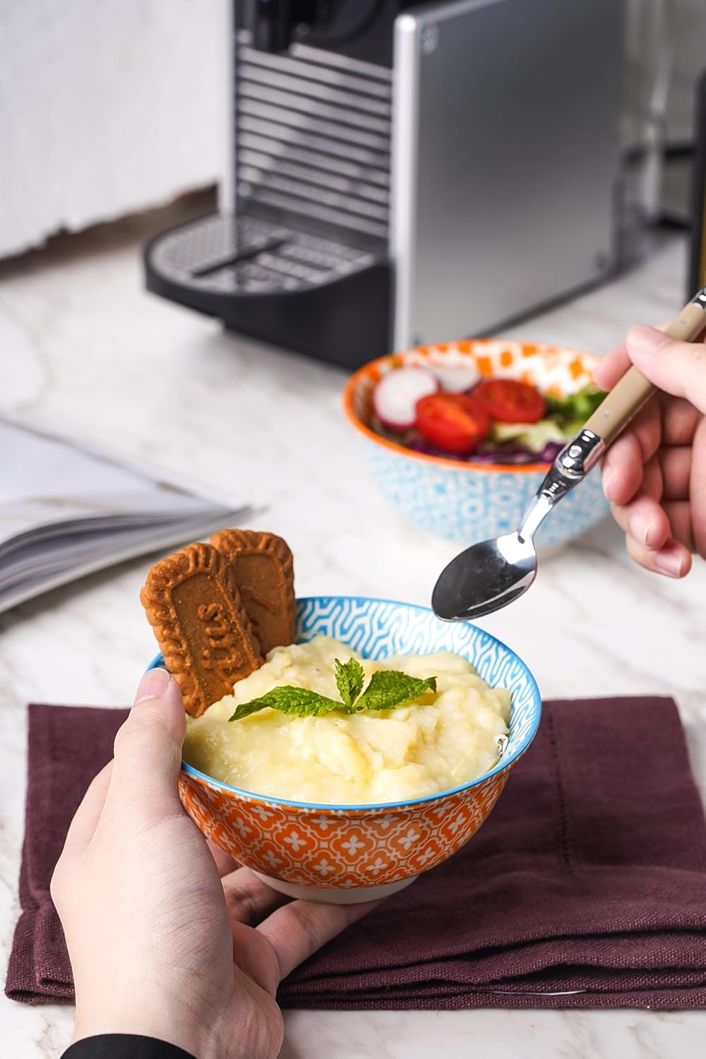 Selamica Porcelain Ice Cream Bowls Set of 6, Small Bowls, Ceramic bowls for Dessert, Ice Cream
