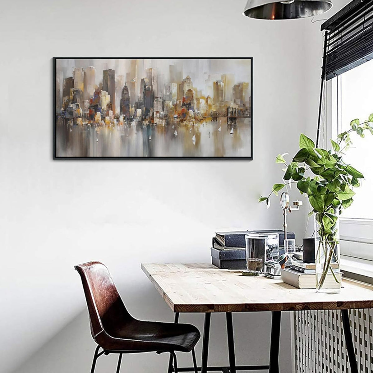 New York City Wall Art -Framed Modern Abstract Wall Art for Living Room, Office & Bedroom Cityscape