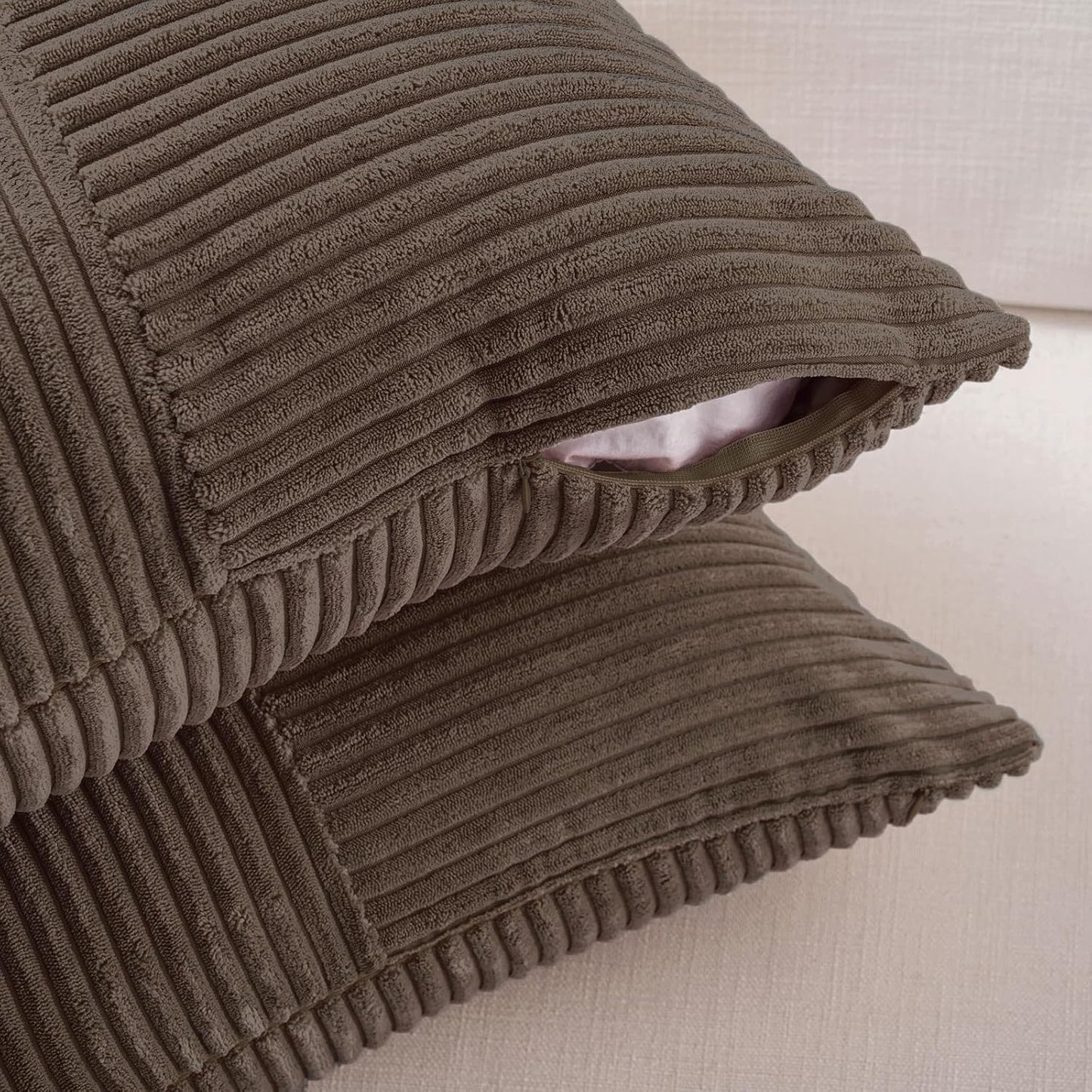 Fancy Homi 2 Packs Dark Brown Decorative Throw Pillow Covers 20x20 Inch for Living Room Couch Bed
