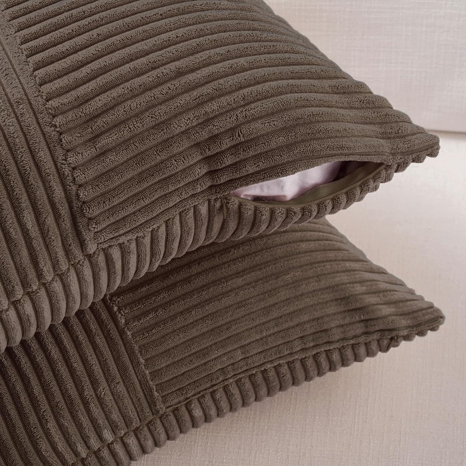 Fancy Homi 2 Packs Dark Brown Lumbar Decorative Throw Pillow Covers 12x20 Inch for Living Room