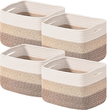 Shelf Baskets for Organizing, Storage Baskets for Shelves, Woven Baskets for Storage, Cotton Rope