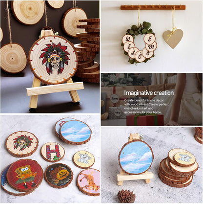 5ARTH Natural Wood Slices - 30 Pcs 2.4-2.8 inches Craft Unfinished Wood kit Predrilled with Hole