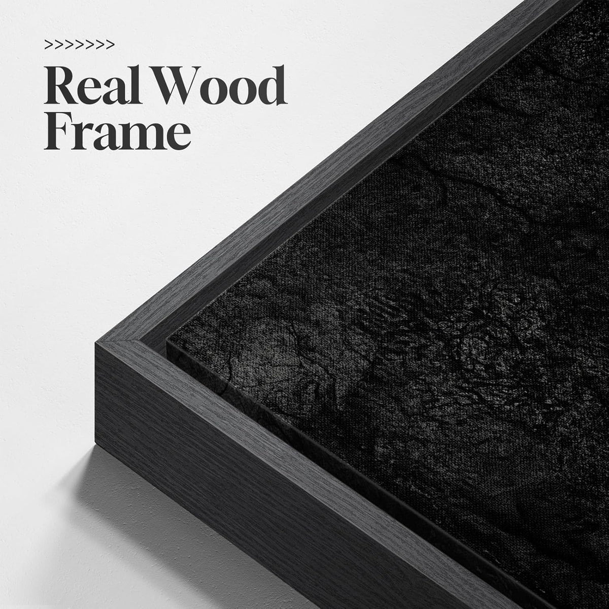 Framed Black Abstract Wall Art, Modern Canvas Prints Paintings Artwork for Walls, Square Minimalist