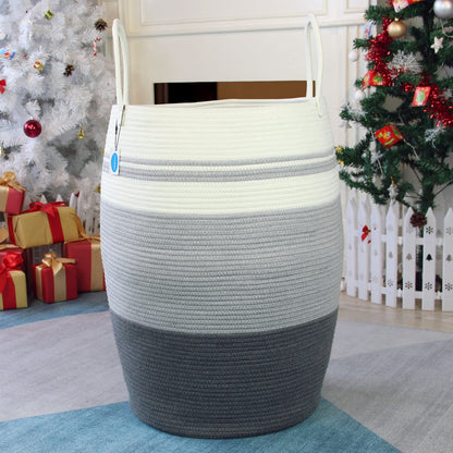Casaphoria Extra Large Woven Cotton Rope Storage Basket with Handles for Organizing,Tall Woven