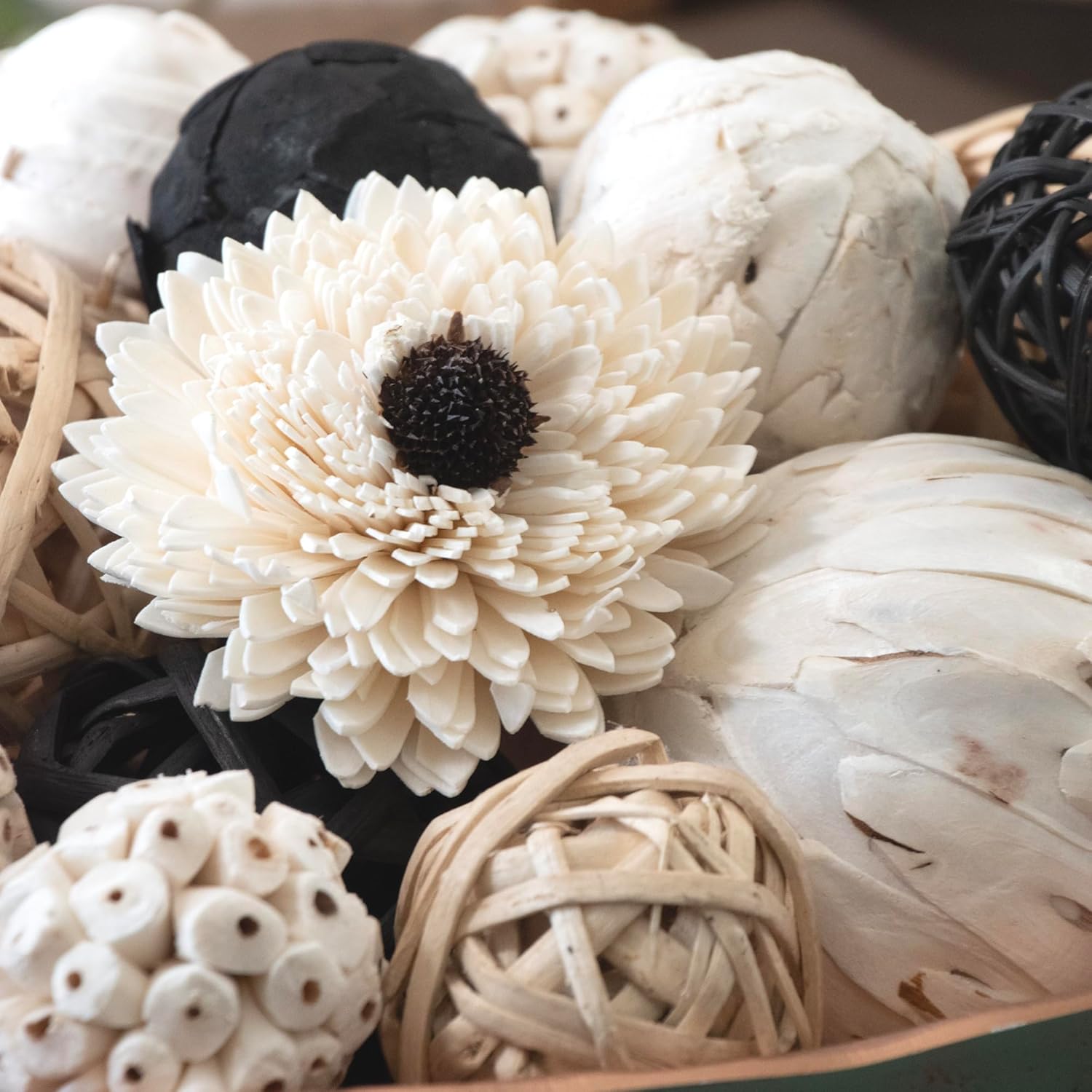ANDALUCA Black & White Decorative Balls Bowl Filler Bag with Orbs, Balls (Black)