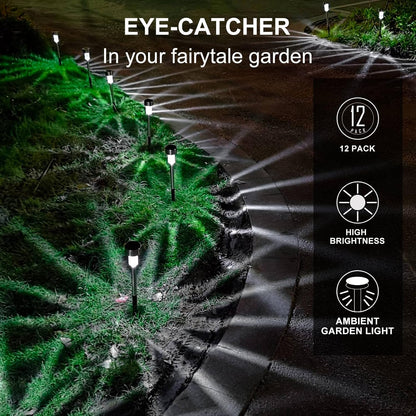 Solar Lights Outdoor Waterproof, Stainless Steel LED Landscape Lighting, Solar Garden Lights Solar