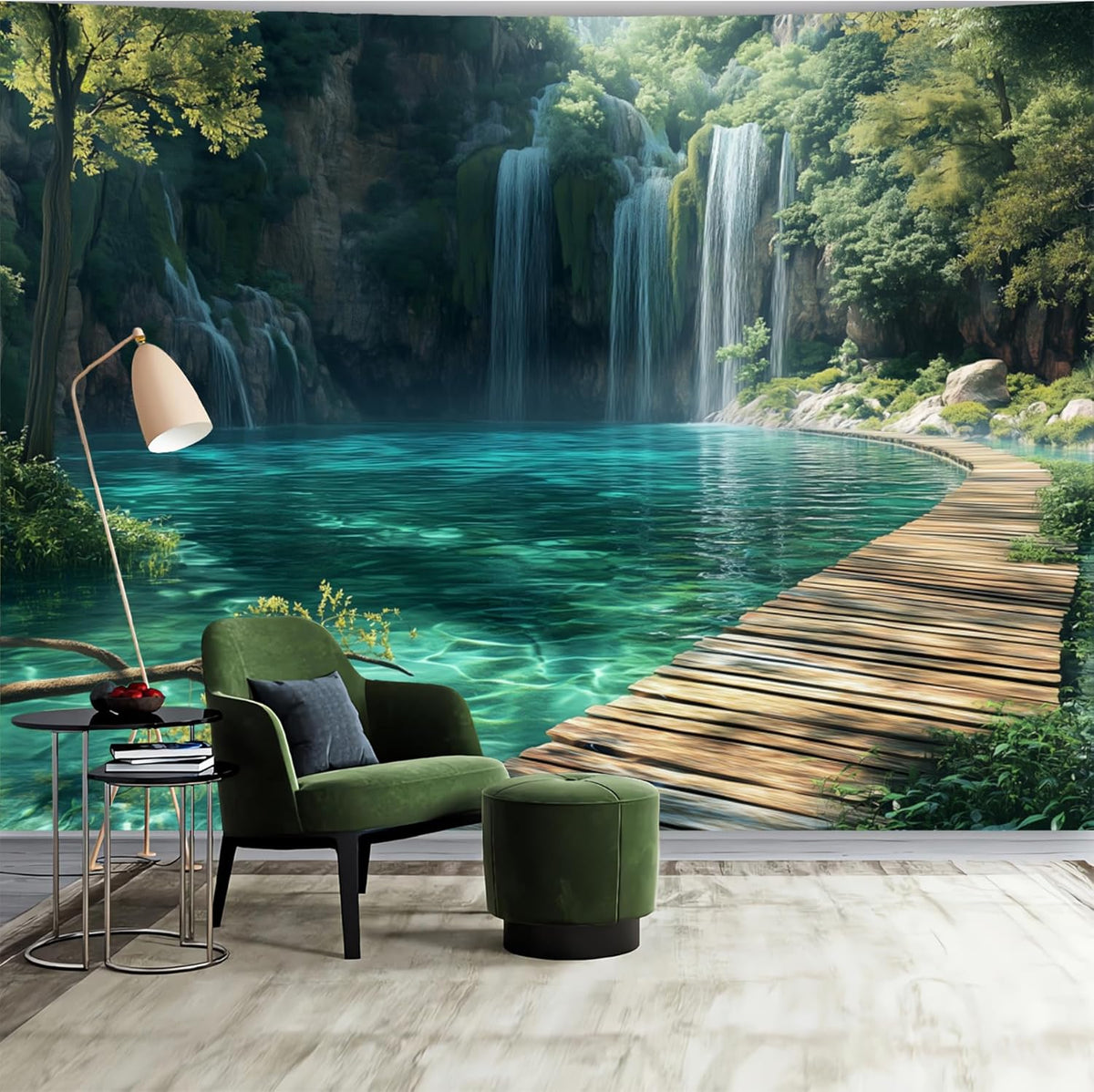 BSFHH Nature Tapestry Forest Tree Sea Cave Wall Hanging, Stream Through Rainforest Landscape Wall