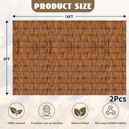 Bamboo Reed Fencing, Light Russet Bamboo Fence Rolls 6ft High, Decorative Privacy Screen Reed