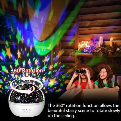 Star Projector Night Light for Kids, Baby Night Lights with Snowflake & Starry Theme, 360 Degree
