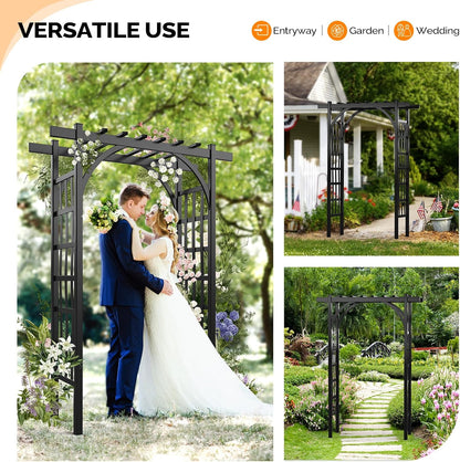 VINGLI Garden Arbor, PVC Wedding Arch for Ceremony Party, Garden Trellis for Climbing Plants