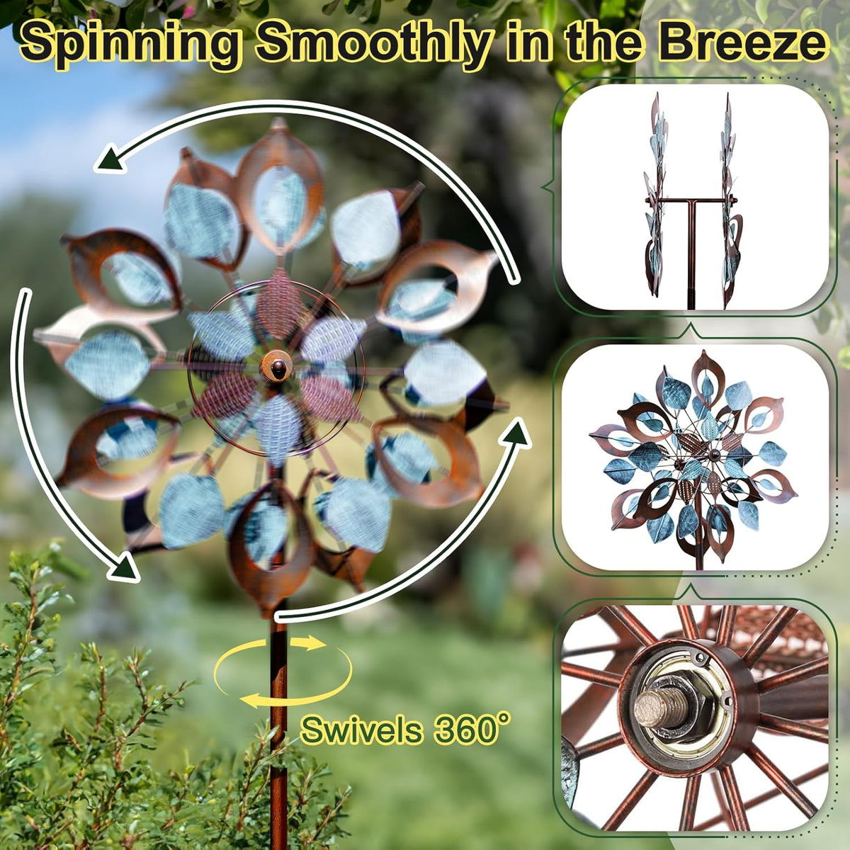 Wind Spinners Outdoor for Yard and Garden, Metal Large Wind Spinner & Sculptures 84 Inch, Garden