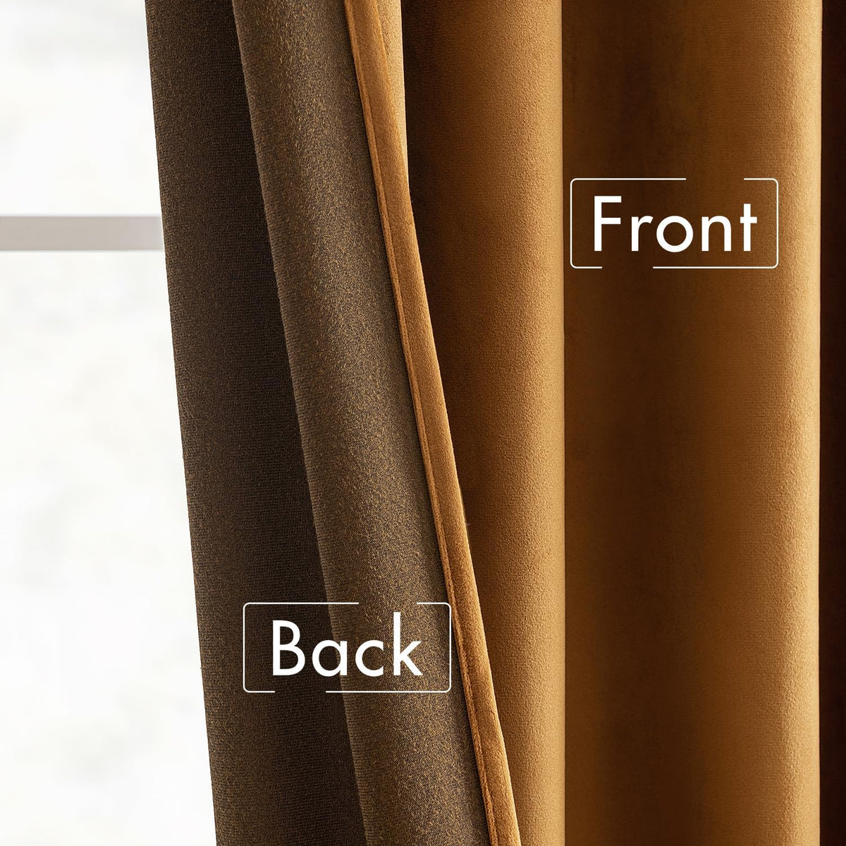 MIULEE Gold Brown Velvet Curtains 108 inches Long 2 Panels - Luxury Pinch Pleated Room Darkening