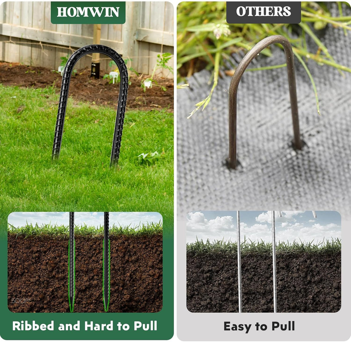 12 inches 12-Pack Trampoline Stakes Anchors High Wind Stake Heavy Duty U Hooks for Ground Lawn