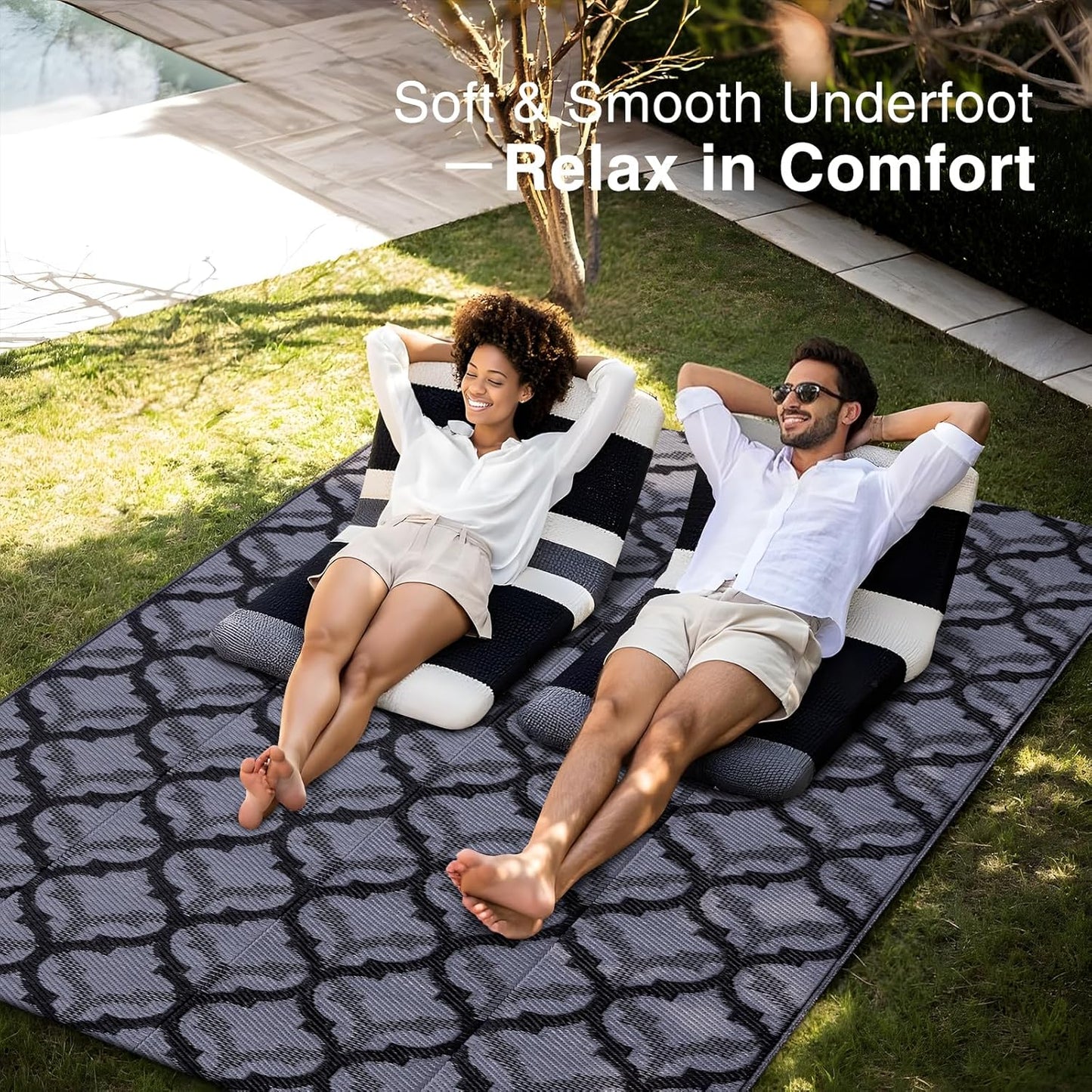 OLANLY Reversible Outdoor Rug 5x8 ft Clearance, Waterproof Outdoor Plastic Straw Rug with