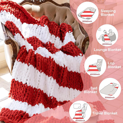 Chunky Knit Blanket - Luxury Soft Cozy 50 * 60 Throw Blanket,100% Woven Blanket Rope Knot Throw