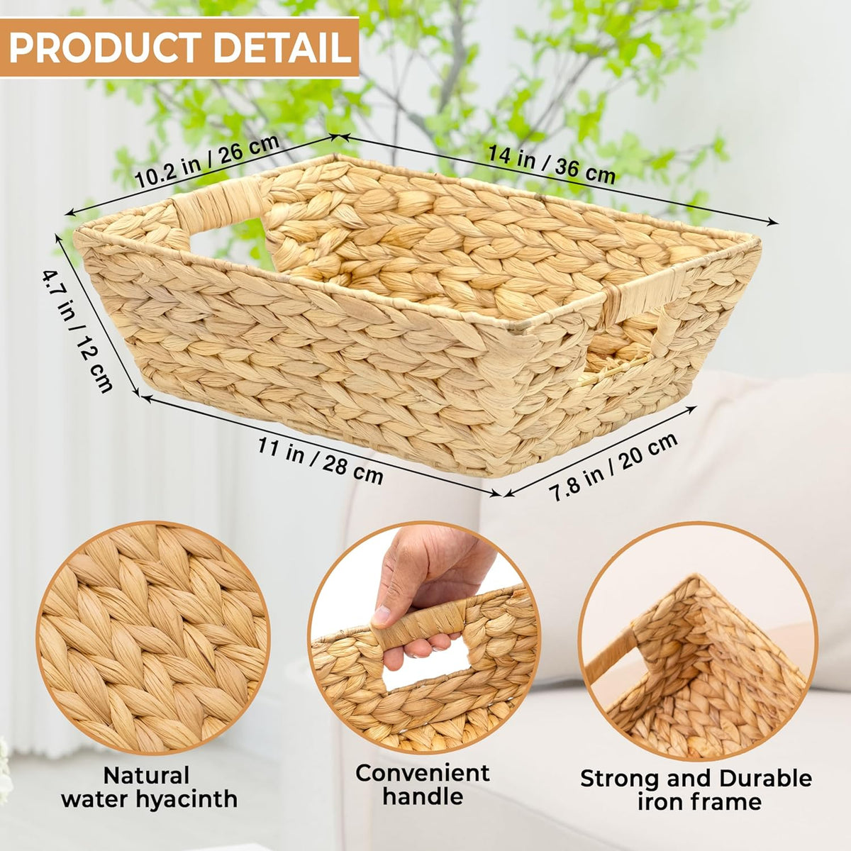 Set of 6 Snack Baskets, Wicker Snack Basket Organizer for Office, Small Wicker Baskets with