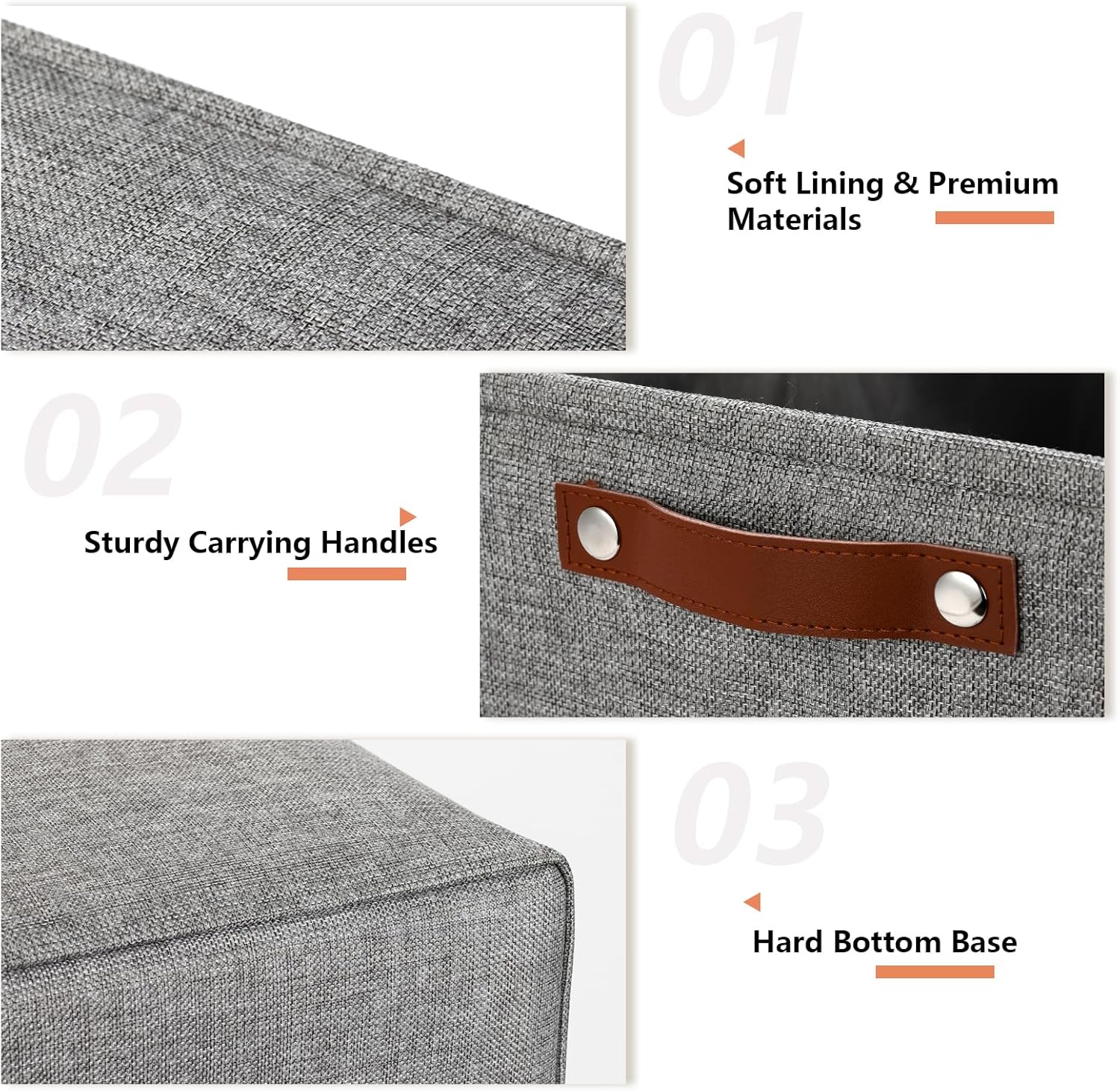 DULLEMELO Large Storage Baskets, 3 Pack Foldable Storage Baskets Bins for Colthes Organizer, Fabric