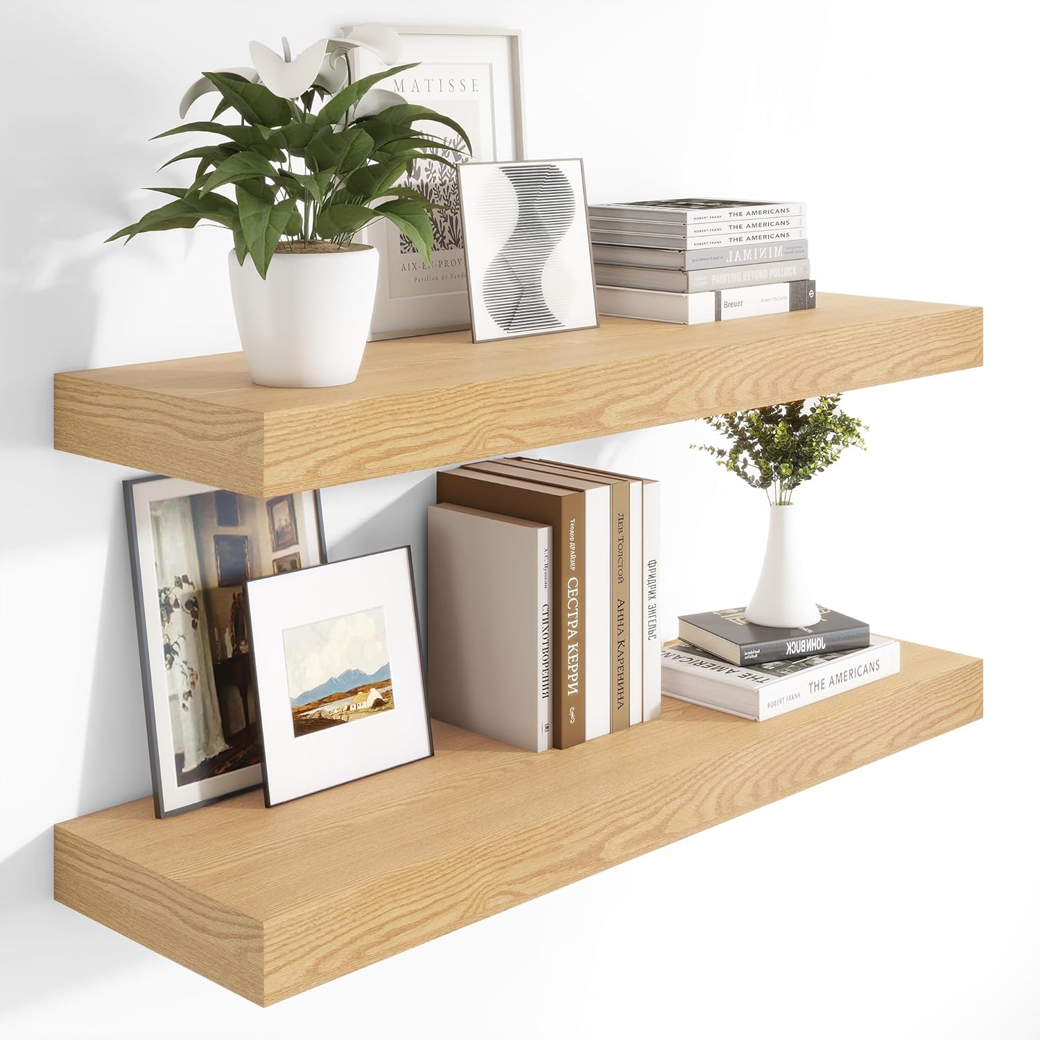 Heimlove 12 Inch Deep Floating Shelves, 48 x 12 inches Long Wall Shelf, Large Display Shelf &