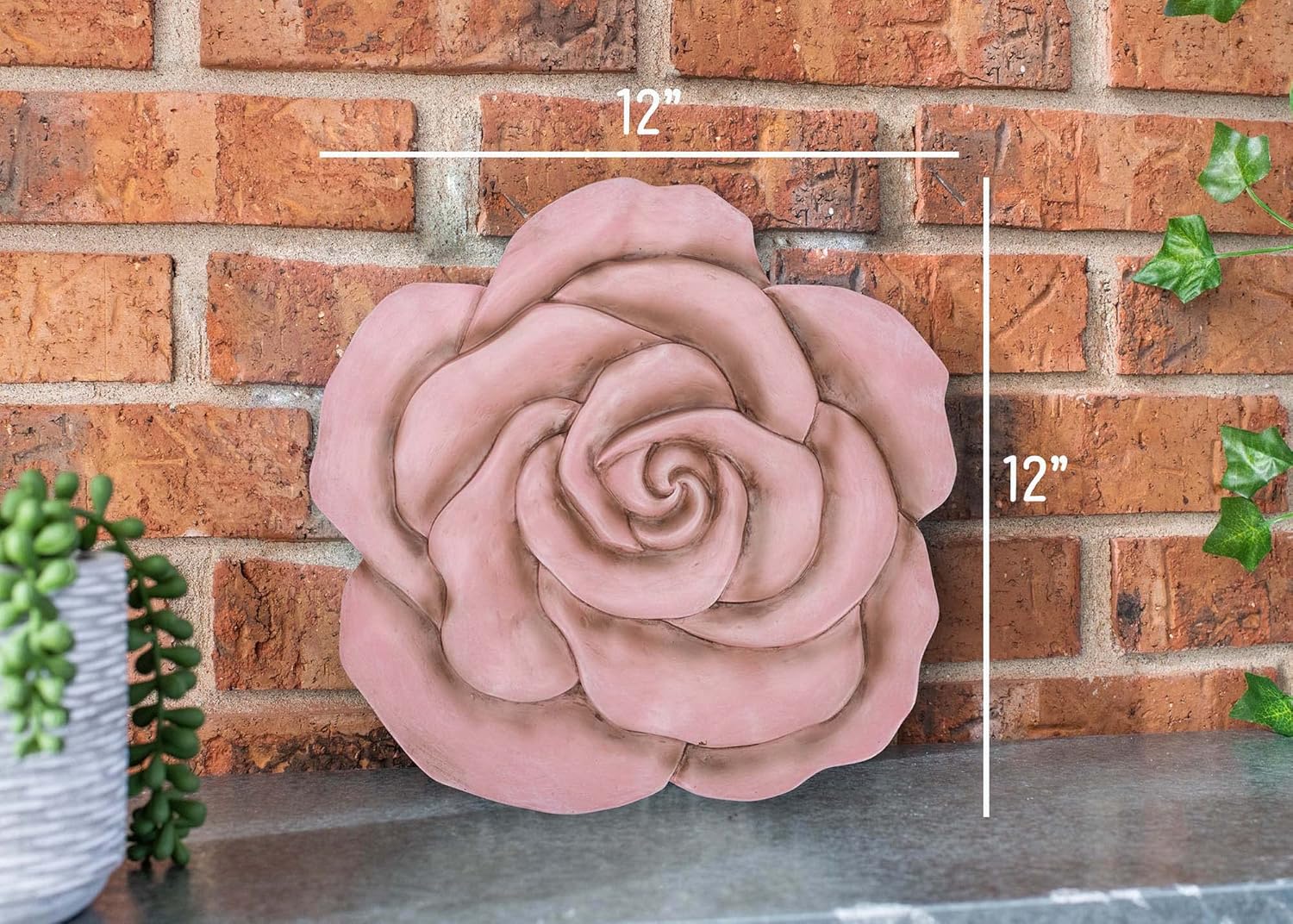 NAT & Jules Rose Flower Shaped Dimensional Indoor Outdoor 12 inch Cast Resin Decorative Garden