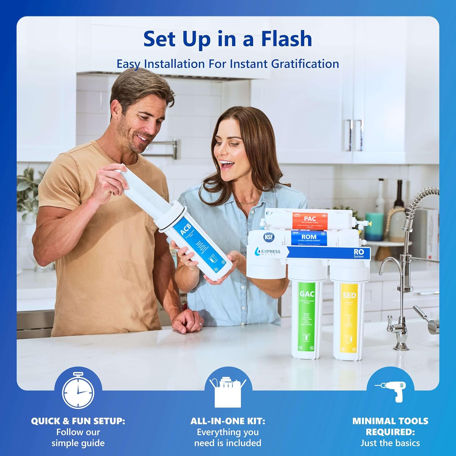 Express Water Reverse Osmosis Alkaline Water Filtration System – 10 Stage RO Water Filter with