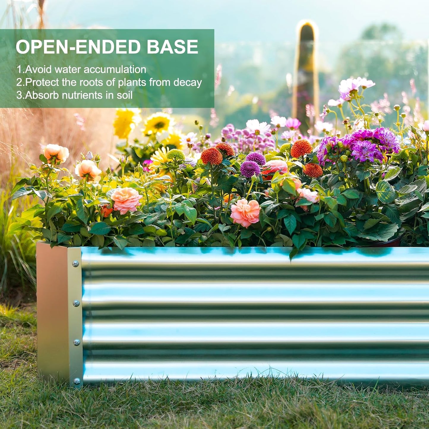 Land Guard 2 Pack 8×4×1ft Galvanized Metal Raised Garden Bed, Metal Planter Kit Box Outdoor for