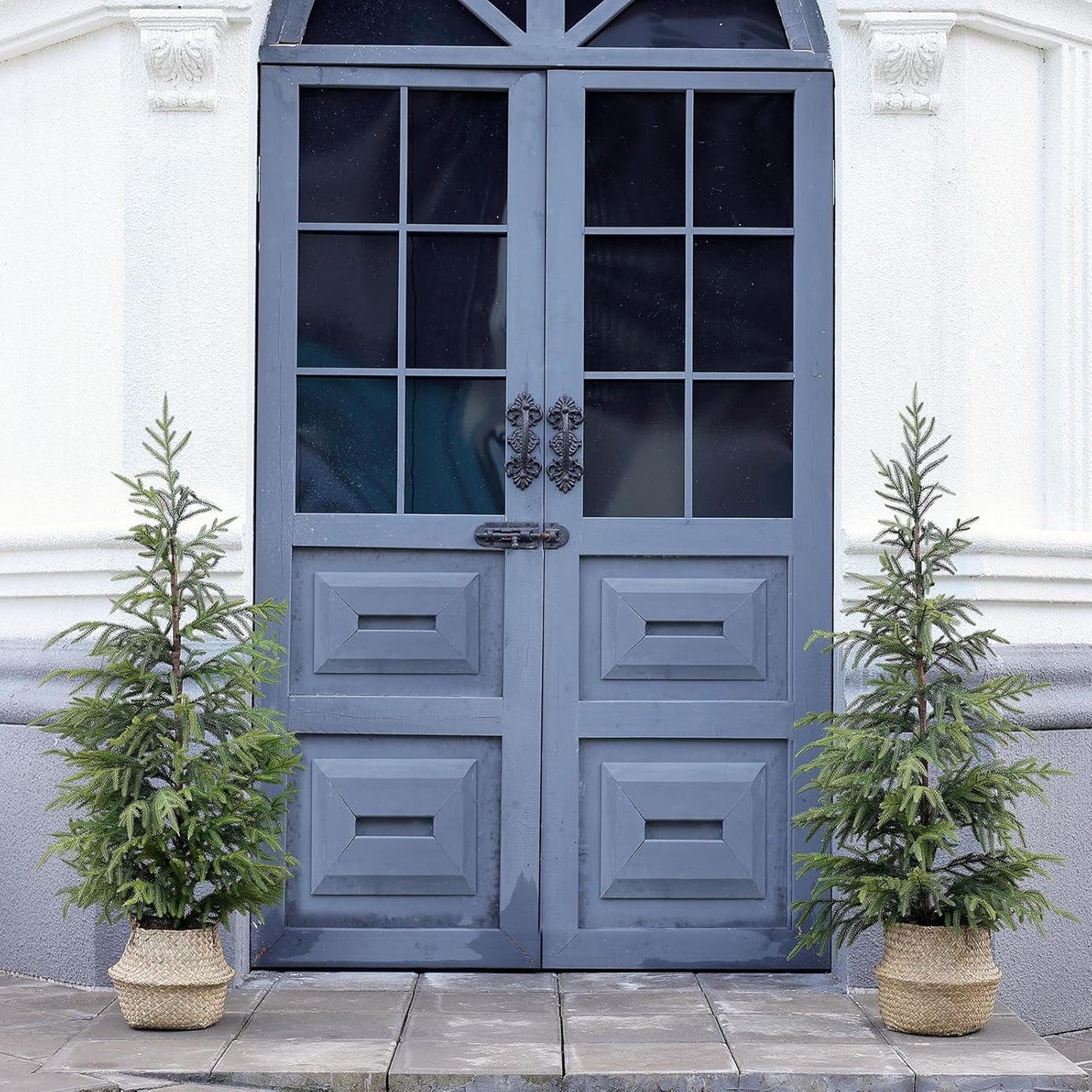 4ft Christmas Norfolk Pine Tree Artificial Christmas Tree Faux Potted Plants for Front Porch