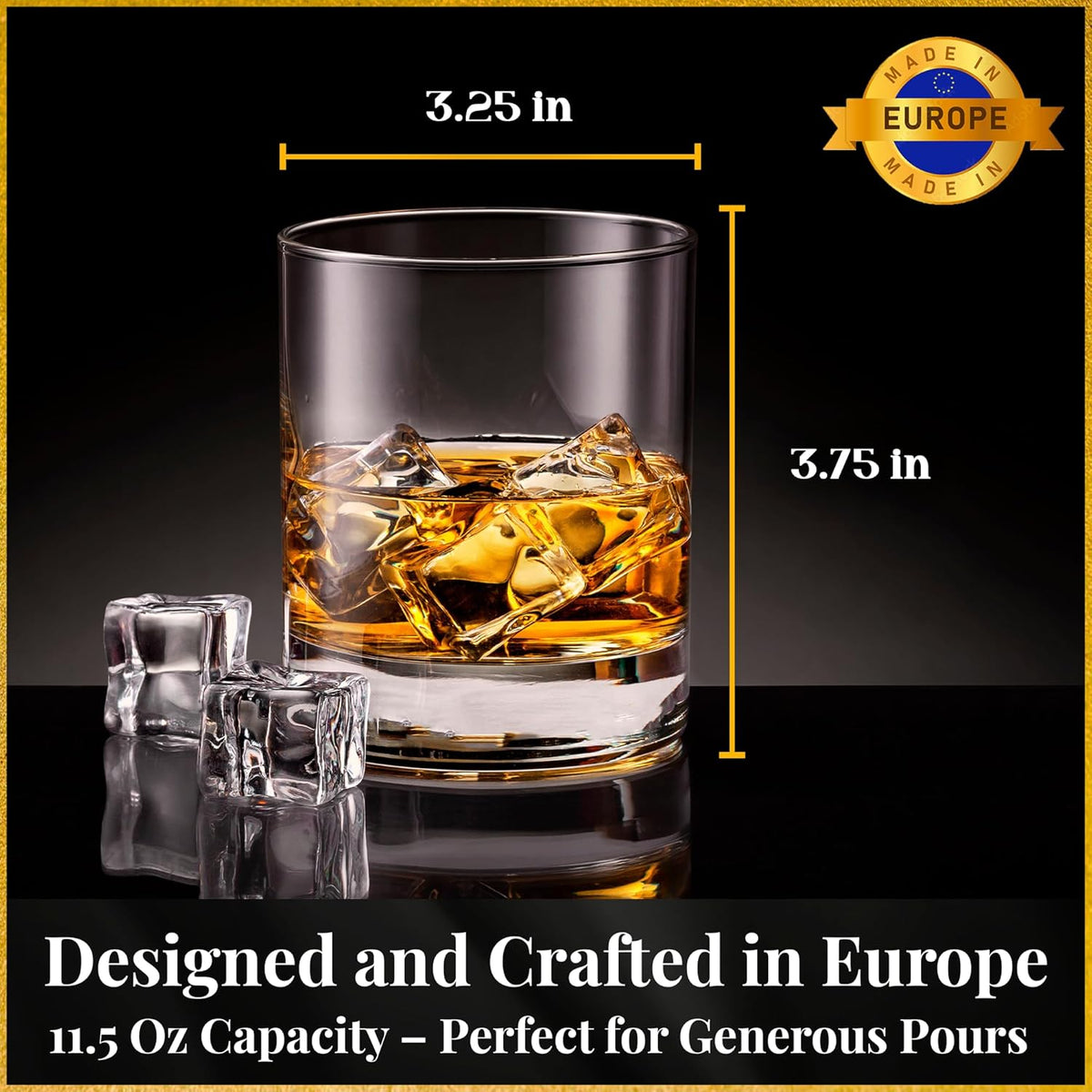 Voted Best High-End Whiskey Decanter 2024 by Food & Wine Magazine |1Hand-Blown Decanter & 4